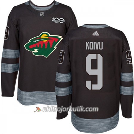 Män Ishockey Minnesota Wild Tröja Mikko Koivu 9 1917-2017 100th Anniversary Adidas Svart Authentic